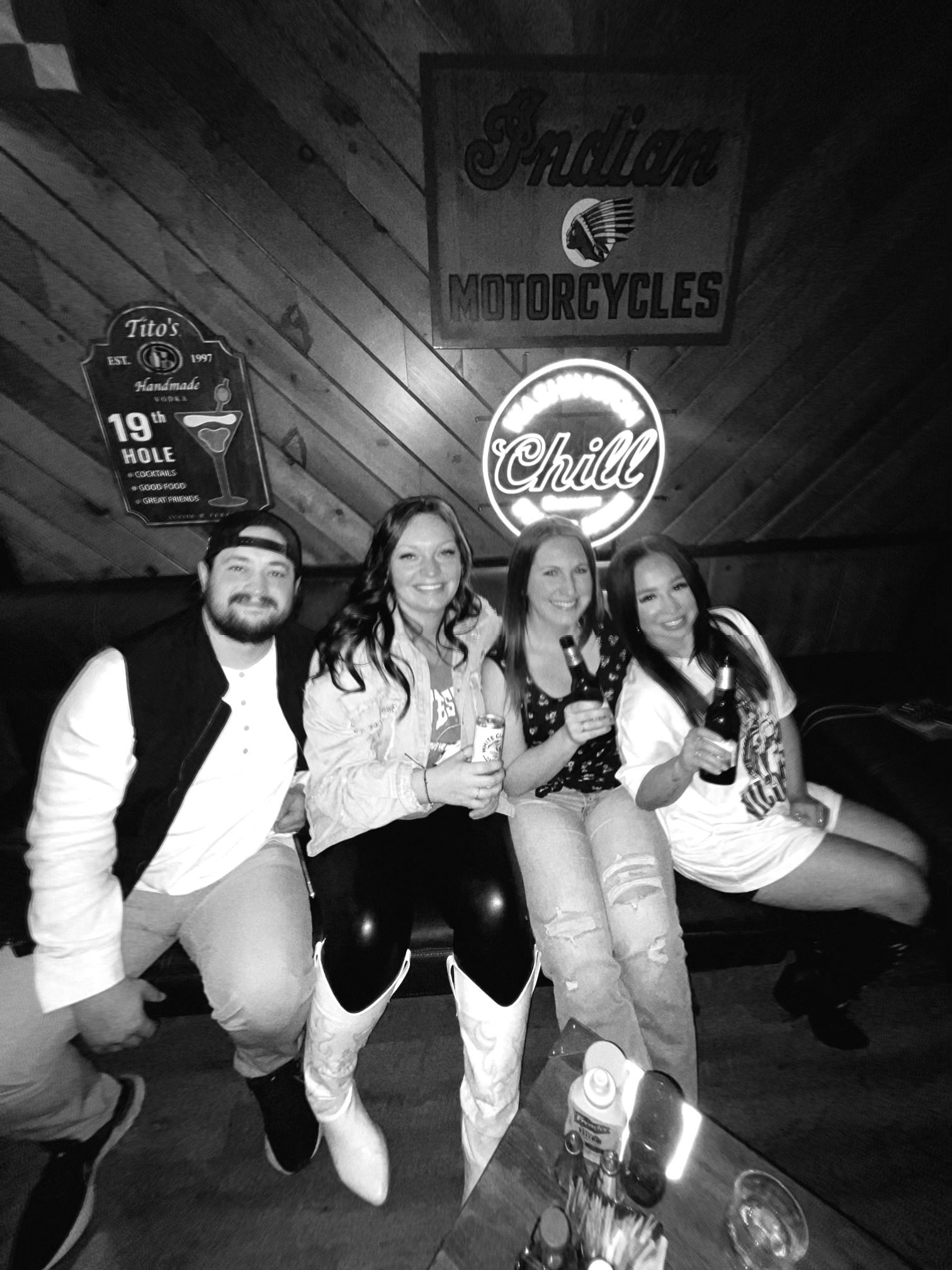 The crew out together in their boots and hats