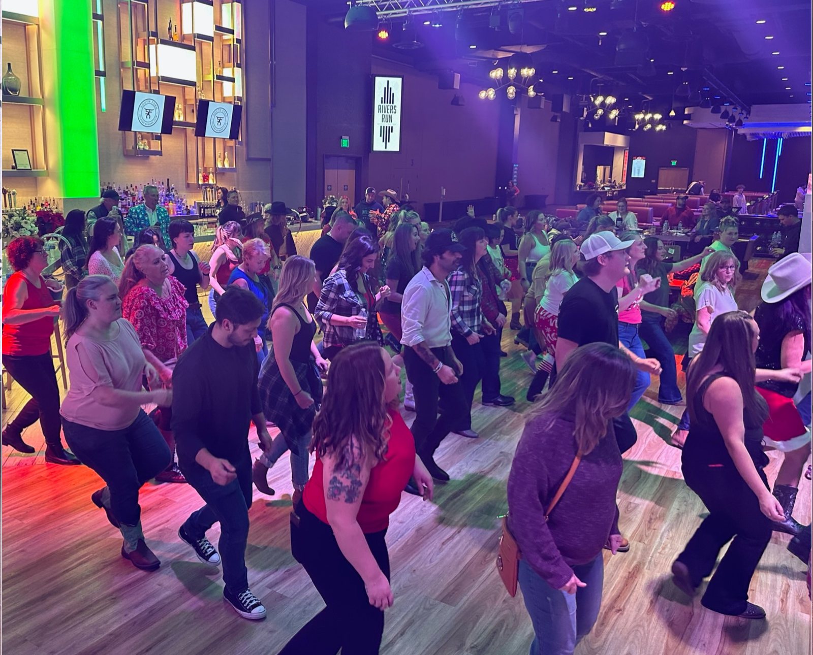 A packed dance floor at a night out with the Country Kickers